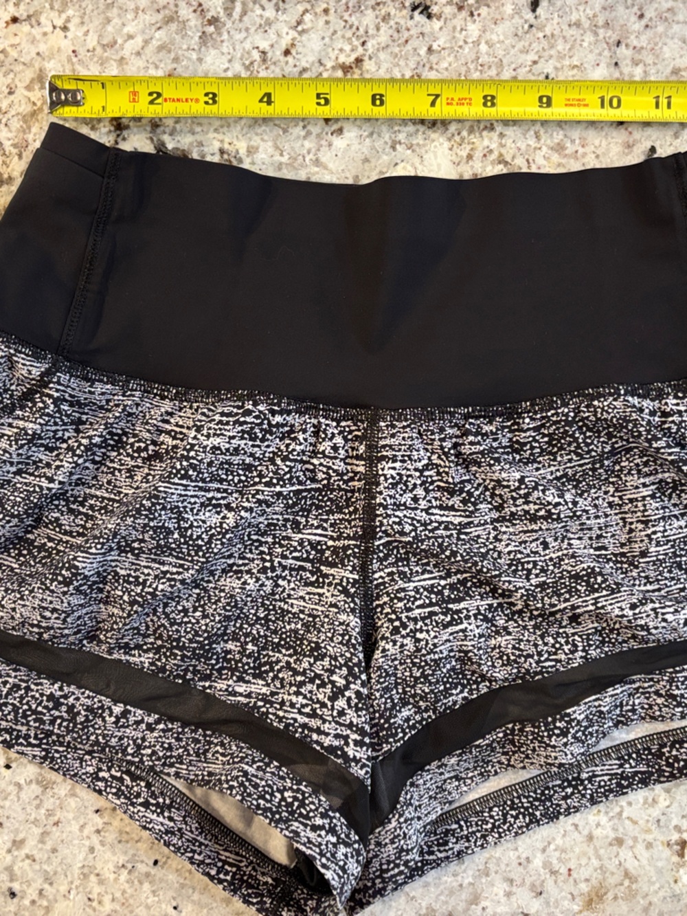 Lululemon Run Time Shorts in Wave White and Black and mesh striping